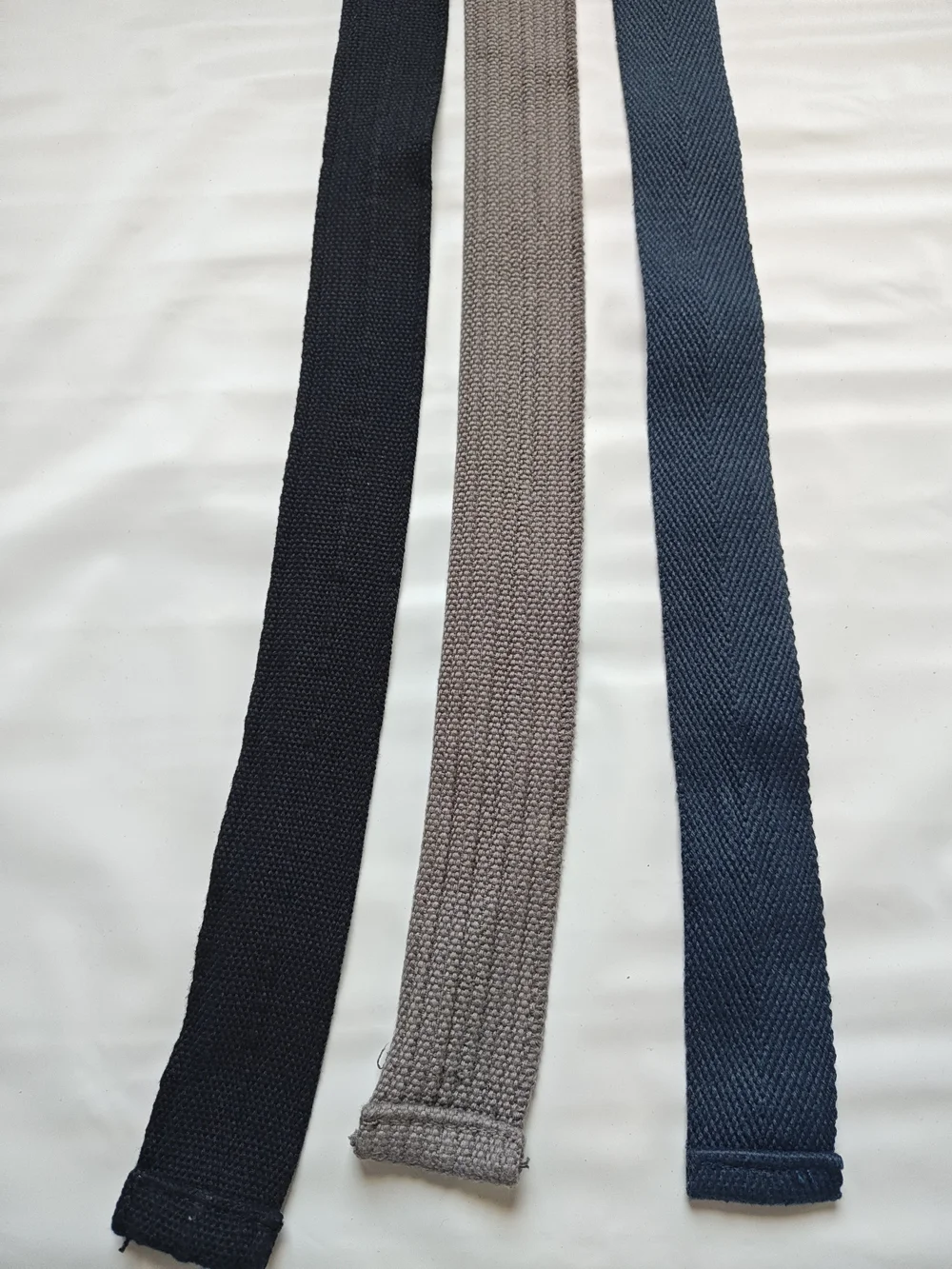 Lot of 3 Webbed Canvas D-Ring Belts Size 32 Casual Fabric Strap Navy Black Gray